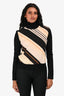 Gucci Black Wool Cream Silk Panel Turtleneck Sweater Size S