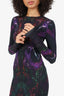 Alexander McQueen 2014 Black/Purple Wool Feather Print Midi Dress Size 40