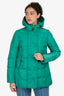Moncler Green Button Detail Hooded Down Jacket Size 0