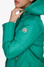 Moncler Green Button Detail Hooded Down Jacket Size 0