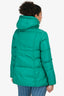 Moncler Green Button Detail Hooded Down Jacket Size 0