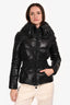Moncler Black Shiny Belted Hooded Down Jacket Size 0