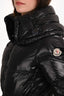 Moncler Black Shiny Belted Hooded Down Jacket Size 0