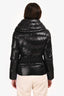 Moncler Black Shiny Belted Hooded Down Jacket Size 0