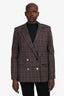 Theory Grey/Brown Plaid Double Breasted Blazer Size 10