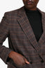 Theory Grey/Brown Plaid Double Breasted Blazer Size 10