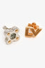Louis Vuitton Silver/Gold Toned Logo Blossom Stud Earrings