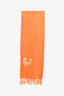 Hermes Orange Cashmere Space Embroidered Scarf