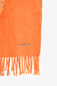 Hermes Orange Cashmere Space Embroidered Scarf