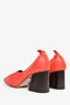 Celine by Phoebe Philo Orange Leather Block Heels Size 40.5