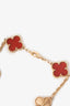 Van Cleef & Arpels 18K Rose Gold Carnelian 5 Motifs Guilloche Vintage Alhambra Bracelet