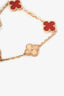 Van Cleef & Arpels 18K Rose Gold Carnelian 5 Motifs Guilloche Vintage Alhambra Bracelet