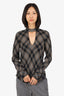 Veronica Beard Black/Brown Plaid Tie Back Top Size 8