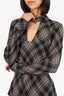 Veronica Beard Black/Brown Plaid Tie Back Top Size 8