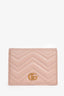 Gucci Pink Chevron Leather GG Marmont Card Holder