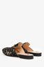 Gucci Black/Cream Lace Fabric Princetown Mules Size 38.5