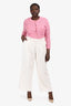 Gucci White Cotton Tweed Wide Leg Trousers Size 50