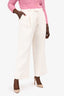 Gucci White Cotton Tweed Wide Leg Trousers Size 50