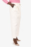 Gucci White Cotton Tweed Wide Leg Trousers Size 50