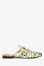 Gucci White Multicolour Coated Canvas Floral Princetown Mules Size 38