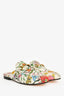 Gucci White Multicolour Coated Canvas Floral Princetown Mules Size 38