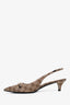 Gucci Beige Canvas Supreme Horsebit Kitten Heel Slingbacks Size 39