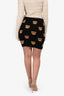 Moschino Couture Black Teddy Print Wool Mini Skirt Size 6