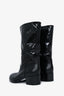 Pre-Loved Chanel 2021 Black Leather Interlocking CC Logo Moto Boots Size 39.5