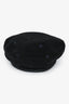 Hermès Black Cashmere Embroidered Patterned Beret Size 57