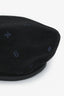 Hermès Black Cashmere Embroidered Patterned Beret Size 57