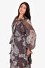 Zimmerman Grey/White Paisley Sheer Long Sleeve Maxi Dress Size 4