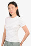 Christian Dior Short Sleeve 2002 by John Galliano White Perforated Logo T-Shirt Size 4