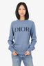 Christian Dior Blue Wool Embroidered Logo Sweater Size M