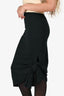 Khaite Black Wool Blend Side Knotted Midi Skirt Size S