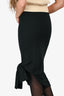 Khaite Black Wool Blend Side Knotted Midi Skirt Size S