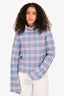 Celine Blue/Pink Plaid Long Sleeve Turtleneck Top Size S
