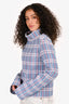 Celine Blue/Pink Plaid Long Sleeve Turtleneck Top Size S