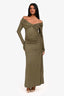 Tove Green Off the Shoulder Ruched Maxi Dress Size 36
