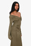 Tove Green Off the Shoulder Ruched Maxi Dress Size 36