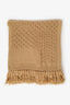 Burberry Khaki Wool/Cashmere Fringe Detail Cable Knit Scarf