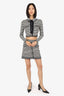 Self-Portrait Black/White Striped Knit Bow Cropped Cardigan With Mini Skirt Set Size S