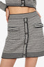 Self-Portrait Black/White Striped Knit Bow Cropped Cardigan With Mini Skirt Set Size S