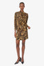 Saint Laurent 1986 Leopard Print Silk Blouse with Mini Wrap Skirt with Scarf Set size 34