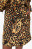Saint Laurent 1986 Leopard Print Silk Blouse with Mini Wrap Skirt with Scarf Set size 34