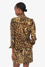 Saint Laurent 1986 Leopard Print Silk Blouse with Mini Wrap Skirt with Scarf Set size 34