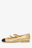 Pre-Loved Chanel™ Gold Metallic Mary-Jane Ballerina Flats Size 37