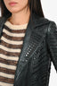 A.L.C. Black Calf Leather Moto Stud Jacket Size 0