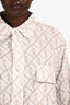 Fendi 2022 White/Beige Graphic Linen V-Neck Pocket Blouse Size 42 w/ Tags