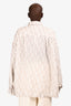 Fendi 2022 White/Beige Graphic Linen V-Neck Pocket Blouse Size 42 w/ Tags