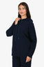 Fendi 2022 Navy Cashmere Hooded Pullover Size 42